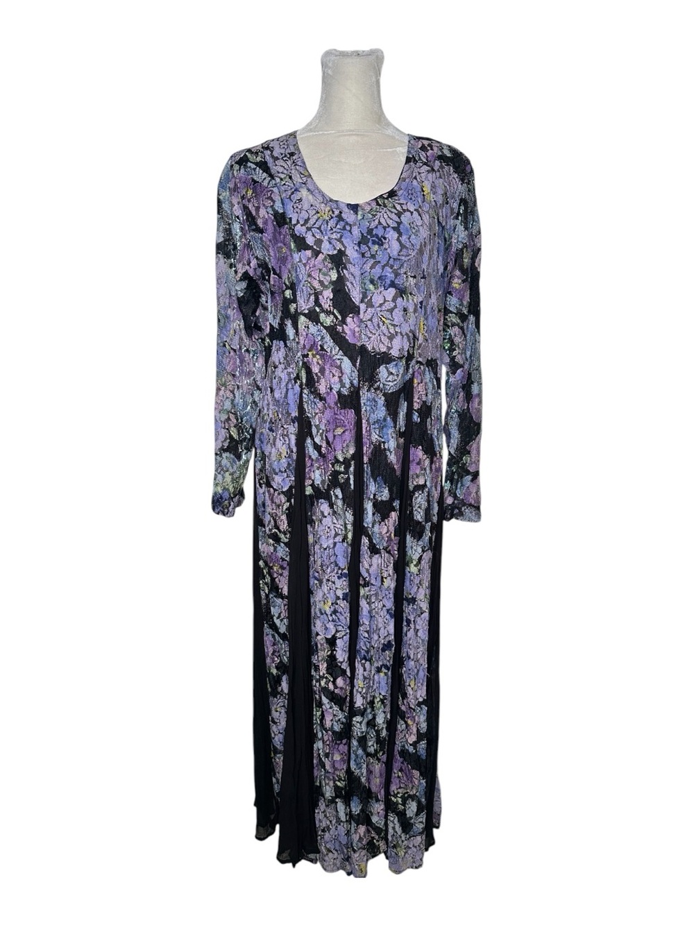 Vintage Broomstick Maxi Dress Floral Mesh Overlay Size Small Whimsygoth Witchy